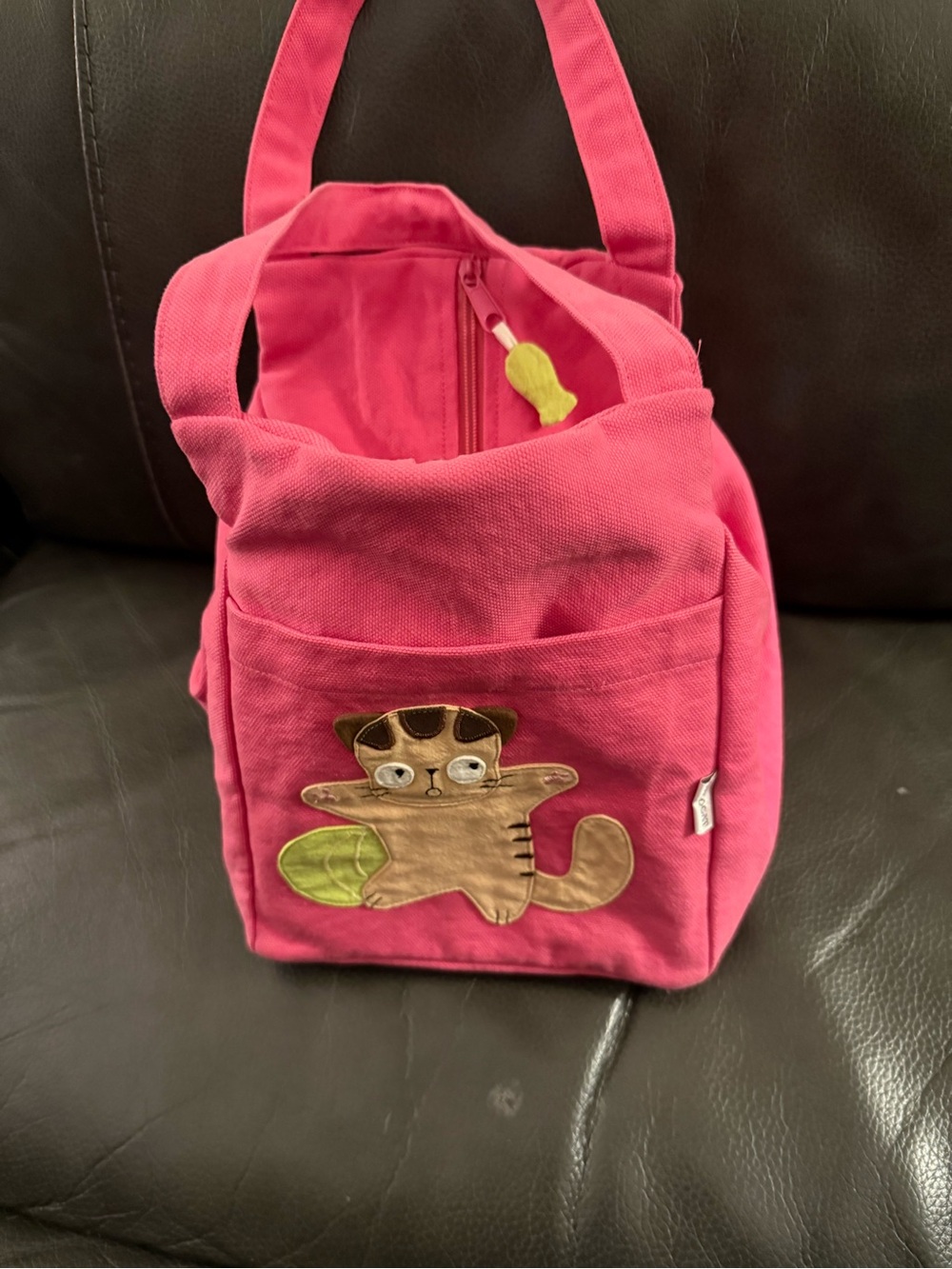 Super cute Kokocat Pink Canvas Tote Bag with Cat Appliqués